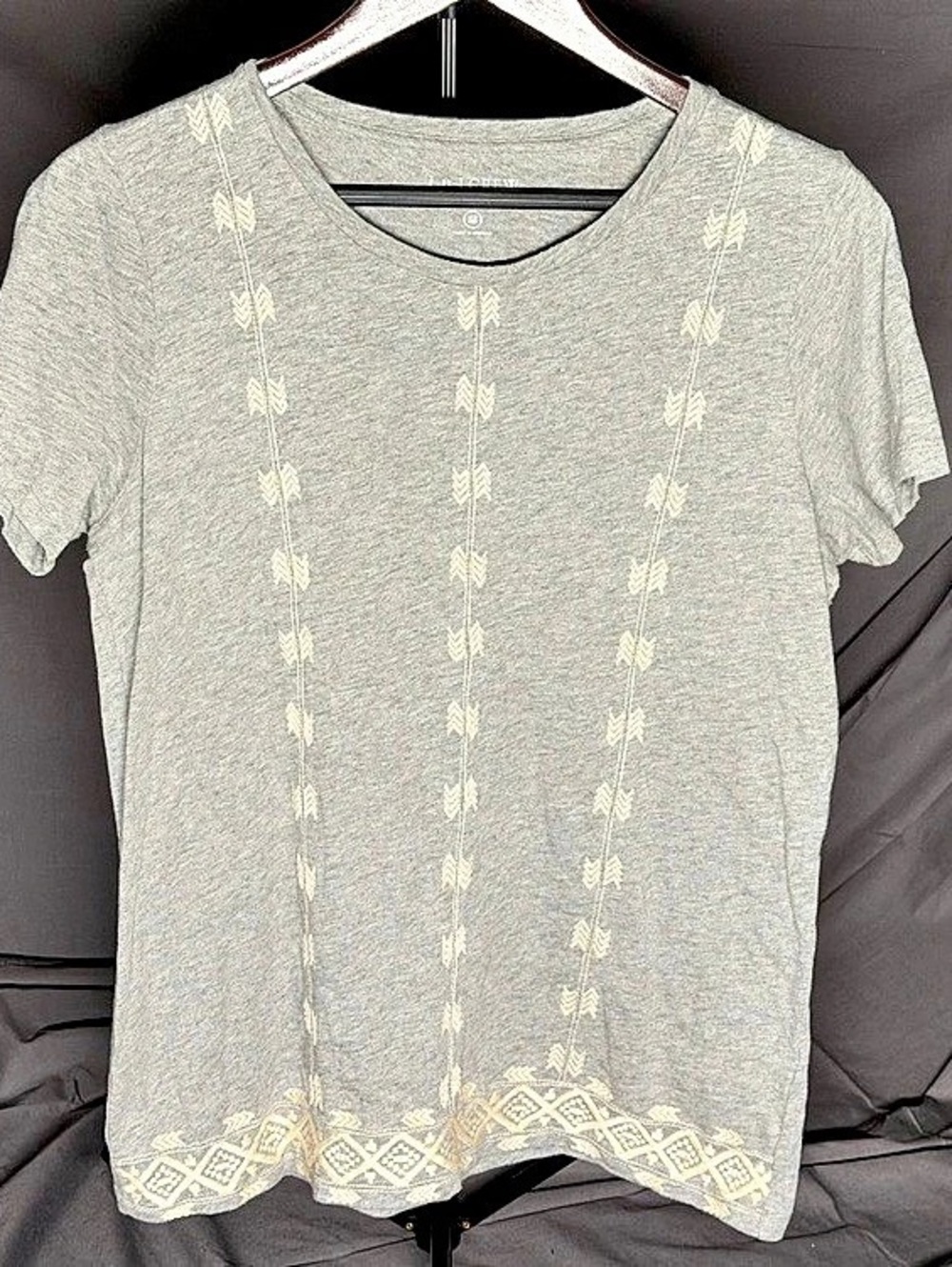 J. Crew Heather Grey Embroidered Graphic Collector Tee - Size M